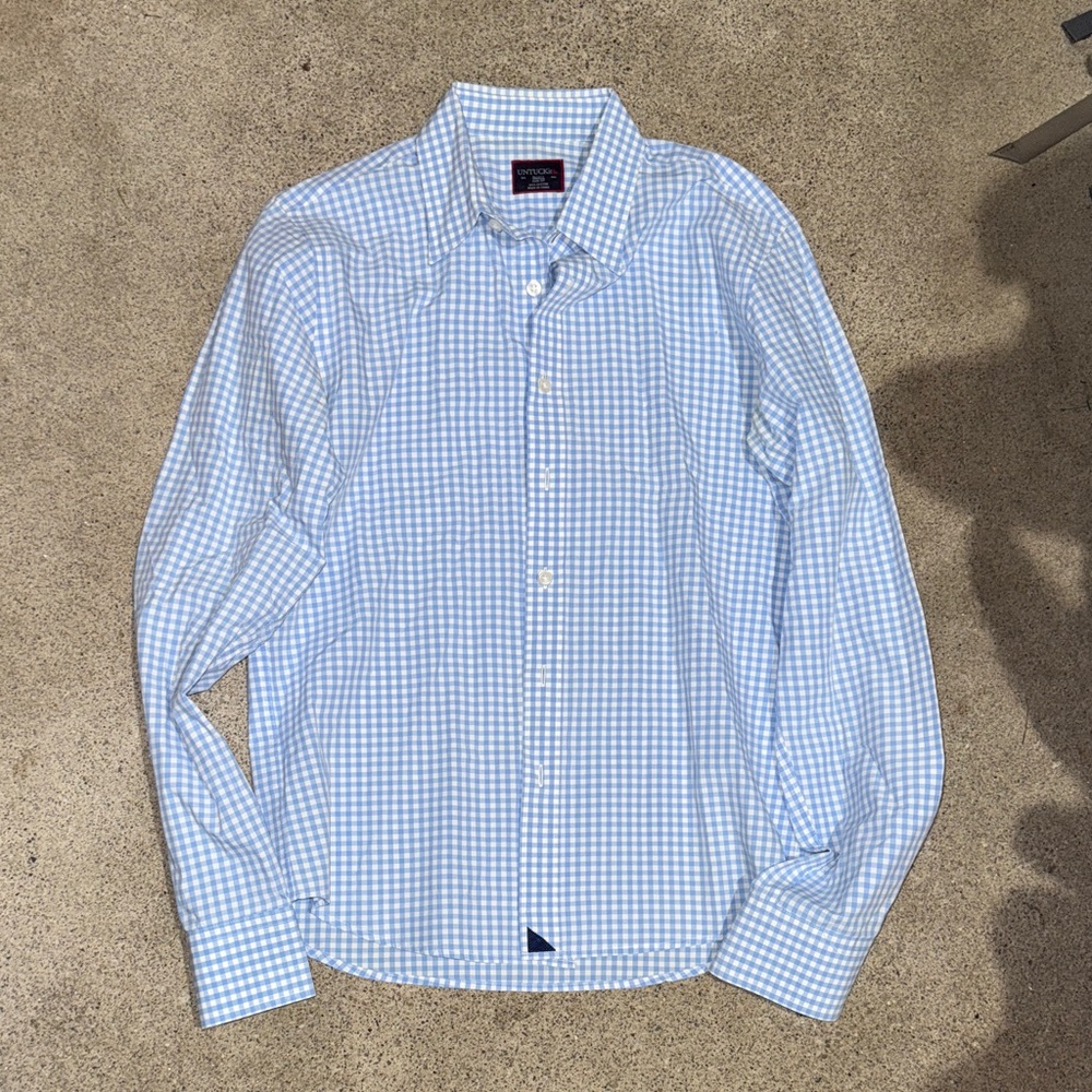UNTUCKit Light Blue and White Gingham Button-Up Shirt